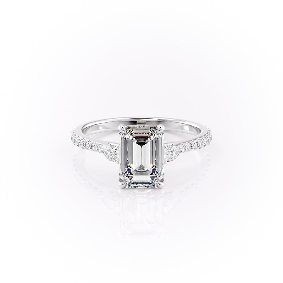 The Pave Pears Liv Set With A 2 Carat Emerald Moissanite