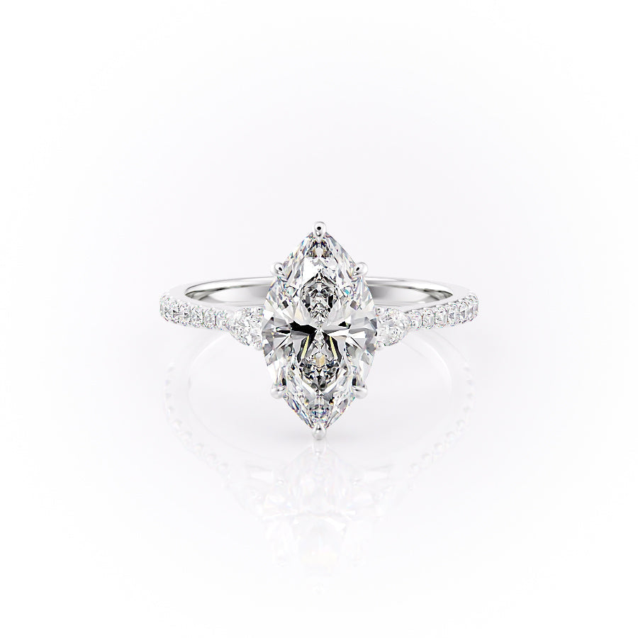 The Pave Pears Liv Set With A 4 Carat Marquise Moissanite