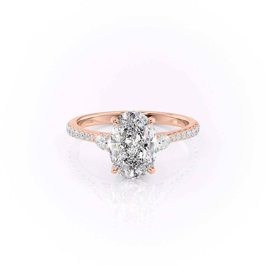 The Pave Pears Liv Set With A 1.5 Carat Oval Lab Diamond