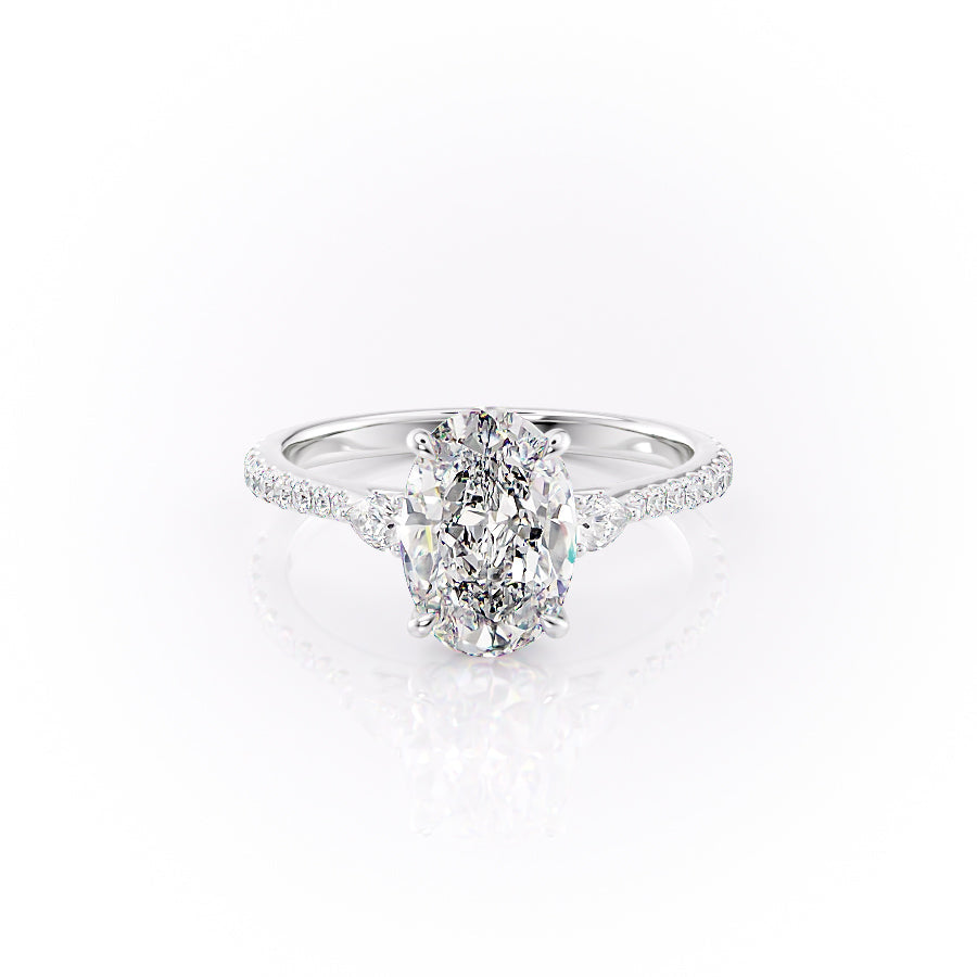 The Pave Pears Liv Set With A 2 Carat Oval Moissanite