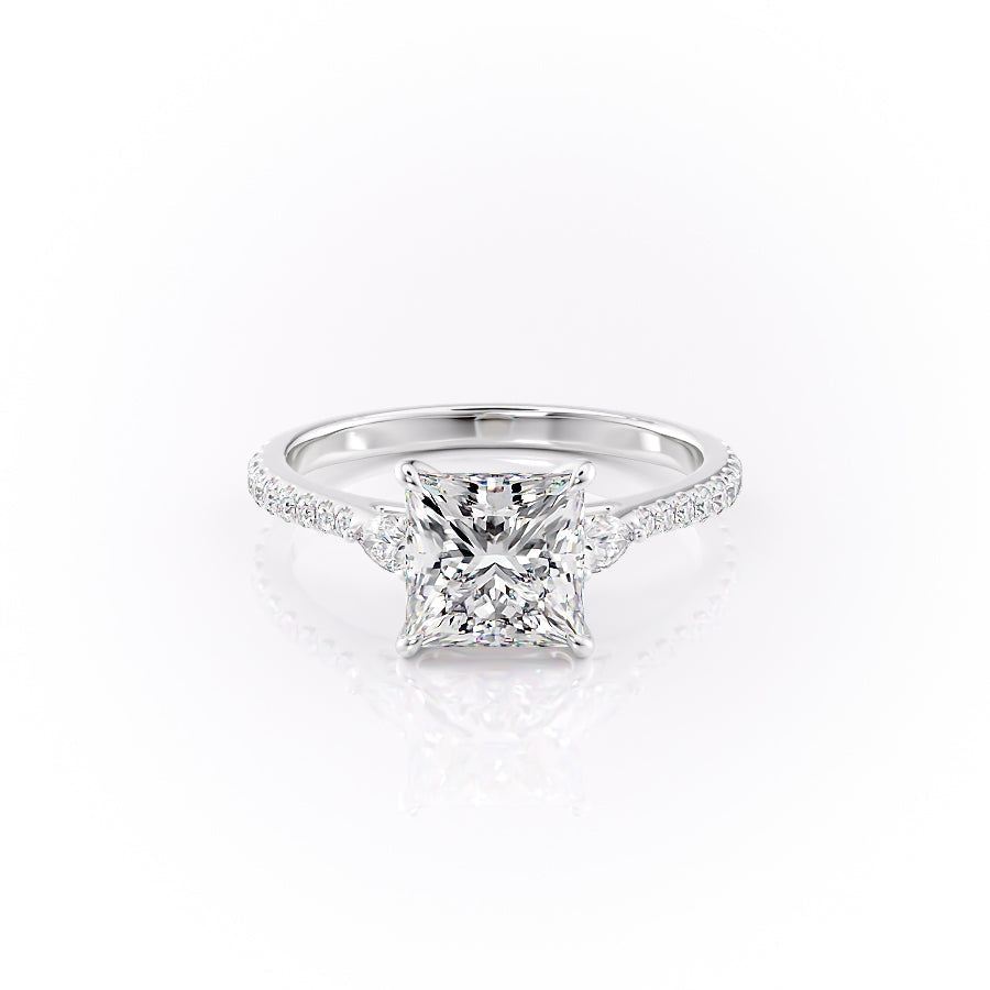 The Pave Pears Liv Set With A 1 Carat Princess Moissanite