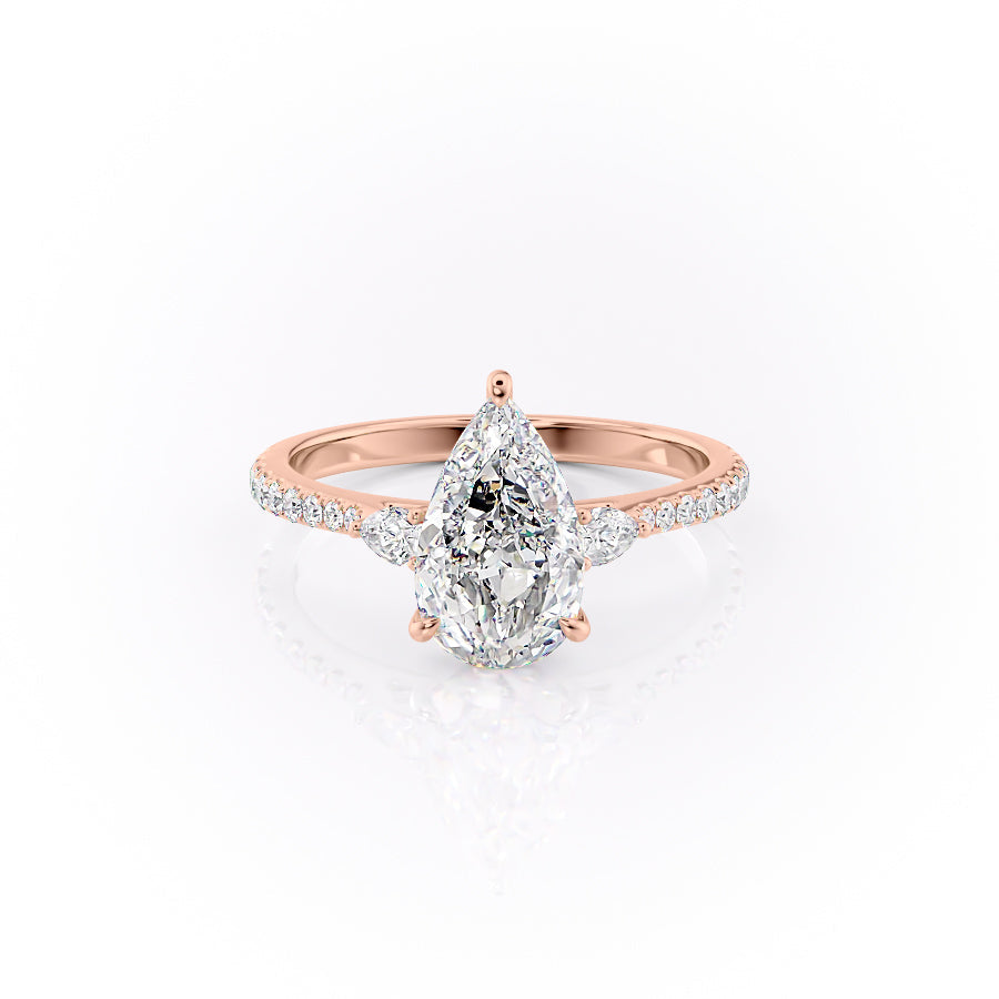 The Pave Pears Liv Set With A 3 Carat Pear Moissanite