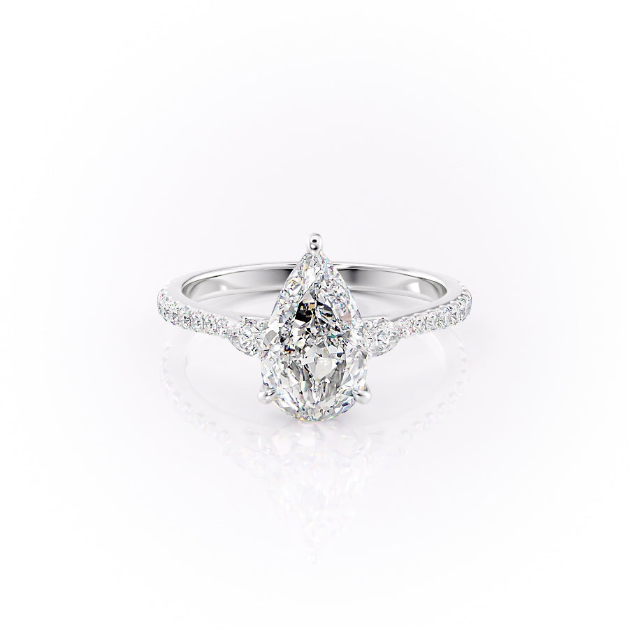 The Pave Pears Liv Set With A 3.5 Carat Pear Moissanite
