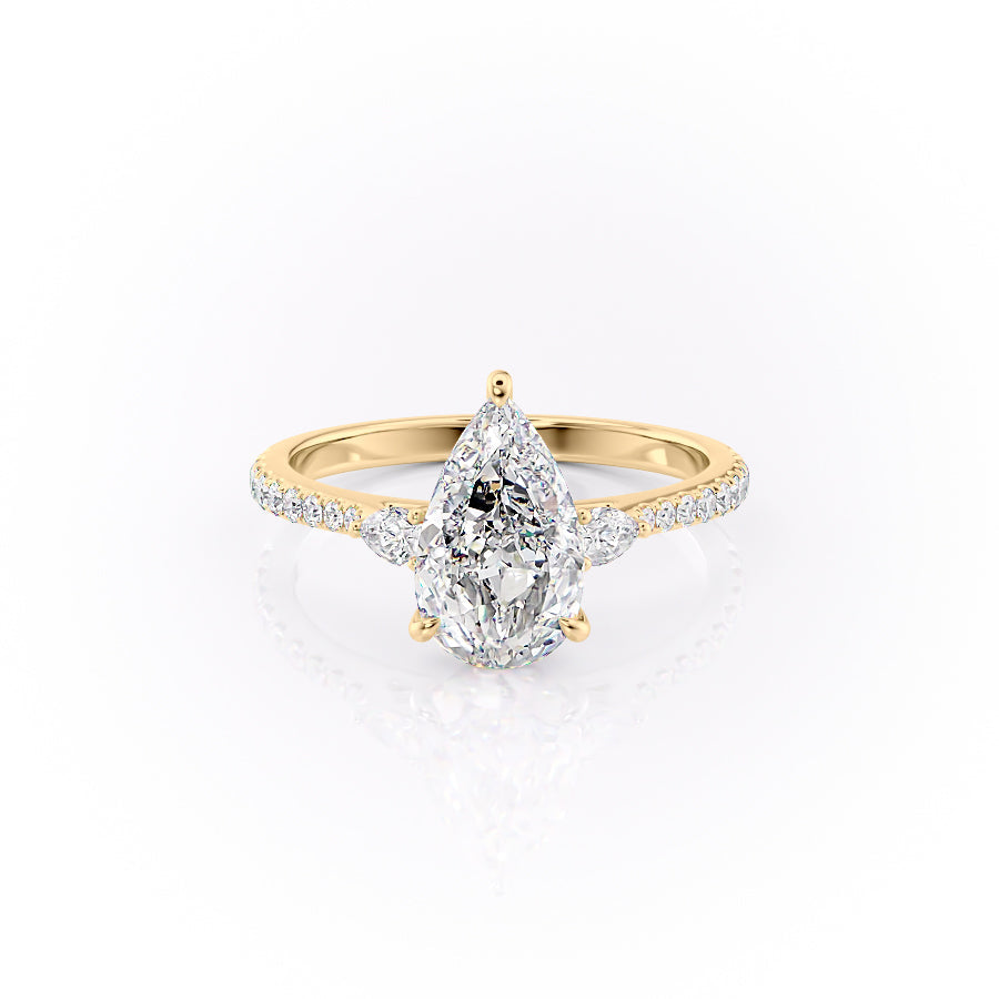 The Pave Pears Liv Set With A 5 Carat Pear Moissanite