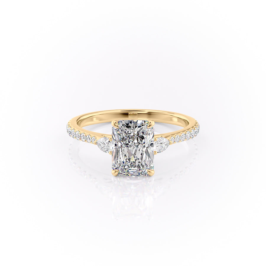 The Pave Pears Liv Set With A 3.5 Carat Radiant Moissanite