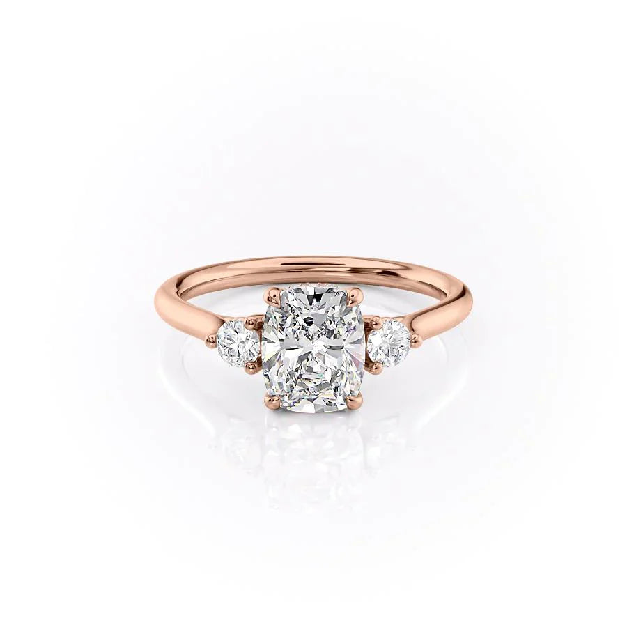 The Lia Set With A 1.5 Carat Elongated Cushion Moissanite
