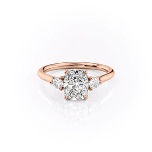The Lia Set With A 2.5 Carat Elongated Cushion Moissanite