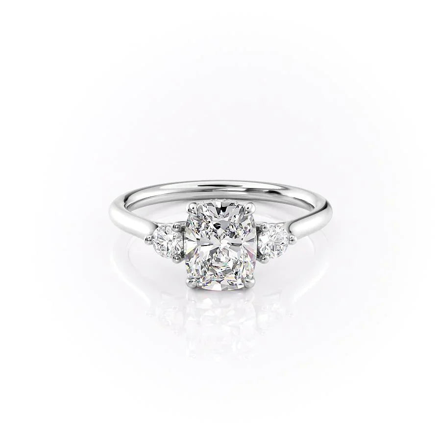 The Lia Set With A 1.5 Carat Elongated Cushion Moissanite