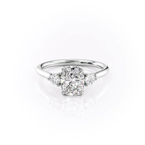 The Lia Set With A 3.5 Carat Elongated Cushion Moissanite