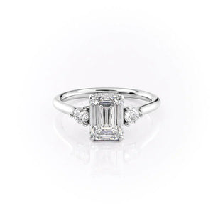 The Lia Set With A 3.5 Carat Emerald Moissanite