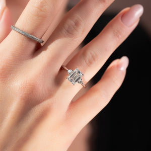 The Lia Set With A 4.5 Carat Emerald Moissanite