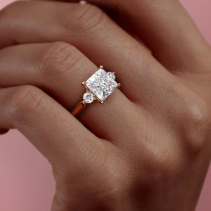 The Lia Set With A 3 Carat Princess Lab Diamond