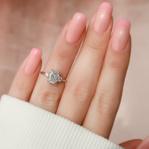 The Lia Set With A 1 Carat Radiant Lab Diamond