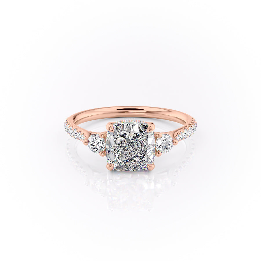 The Pave Lia Set With A 3 Carat Cushion Lab Diamond
