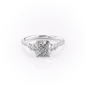 The Pave Lia Set With A 4 Carat Cushion Moissanite