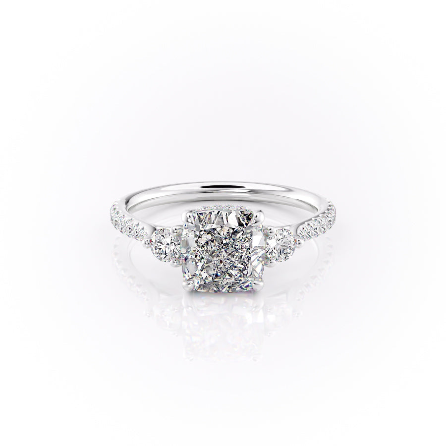 The Pave Lia Set With A 1 Carat Cushion Moissanite