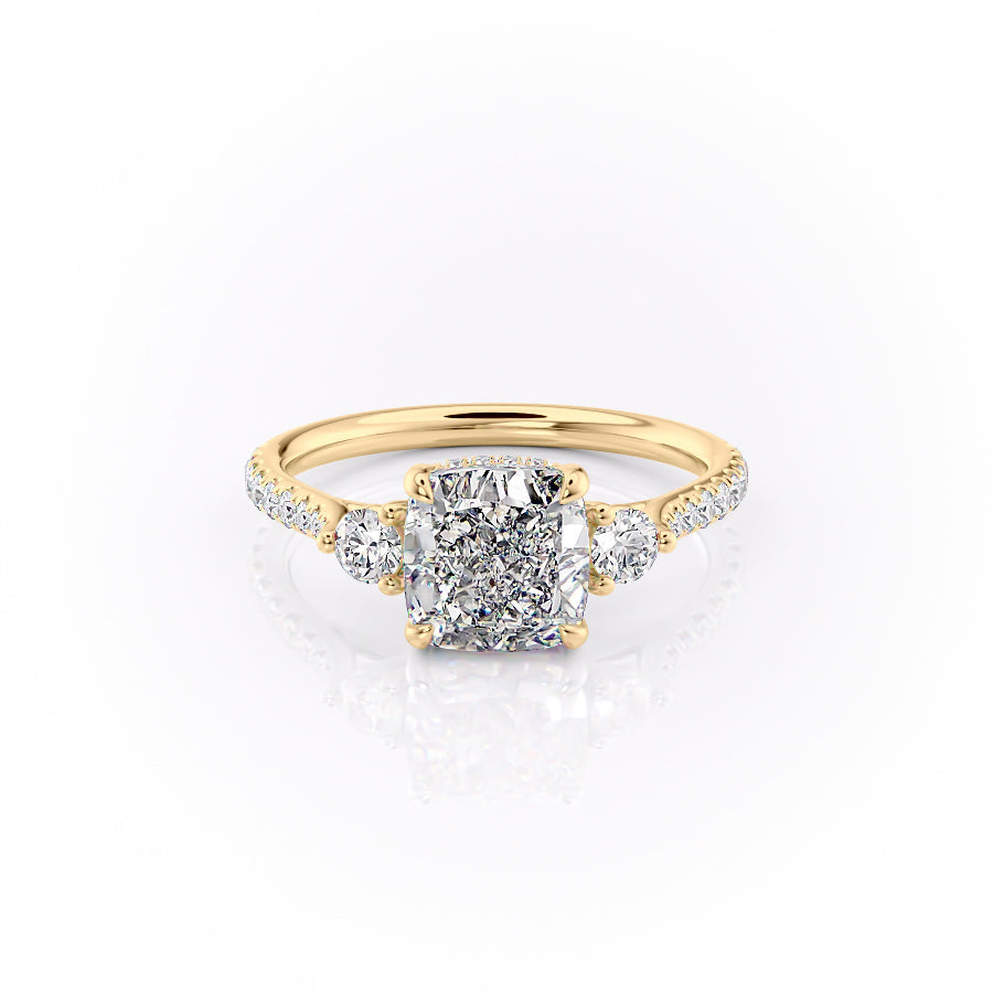 The Pave Lia Set With A 1.5 Carat Cushion Moissanite
