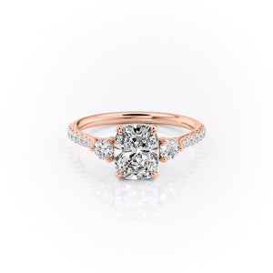 The Pave Lia Set With A 4.5 Carat Elongated Cushion Moissanite