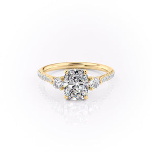The Pave Lia Set With A 1.5 Carat Elongated Cushion Lab Diamond