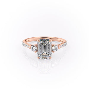 The Pave Lia Set With A 2.5 Carat Emerald Moissanite