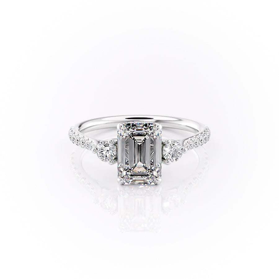 The Pave Lia Set With A 1 Carat Emerald Moissanite