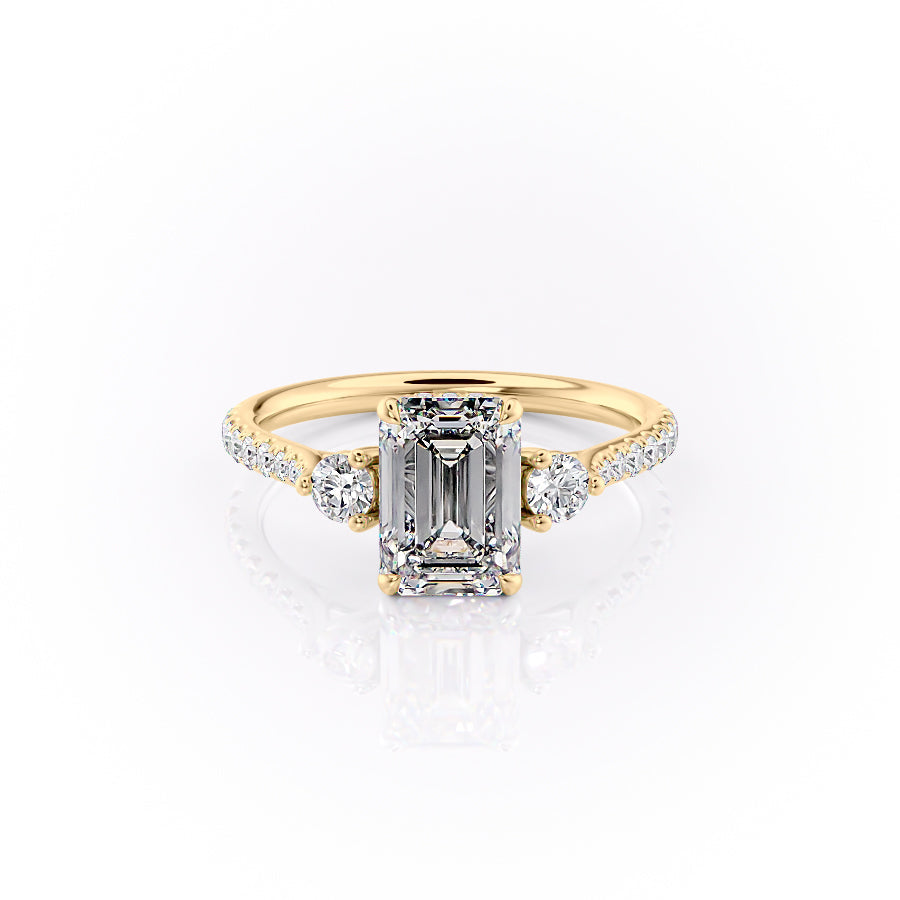 The Pave Lia Set With A 4.5 Carat Emerald Moissanite