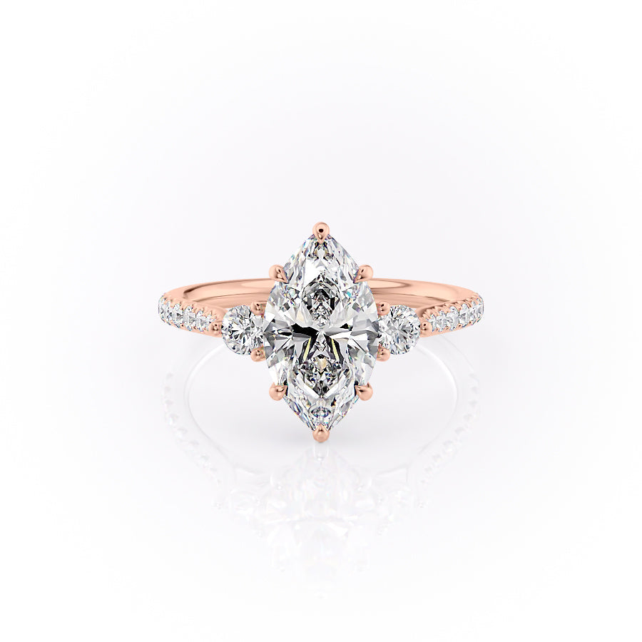 The Pave Lia Set With A 1.5 Carat Marquise Moissanite
