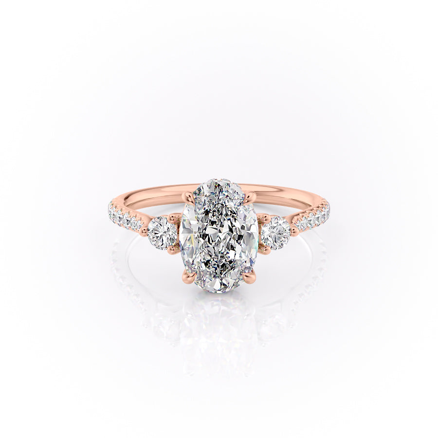 The Pave Lia Set With A 1 Carat Oval Moissanite