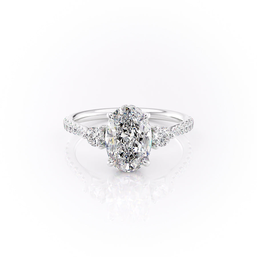 The Pave Lia Set With A 1 Carat Oval Moissanite
