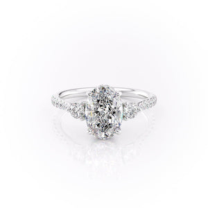 The Pave Lia Set With A 1 Carat Oval Moissanite