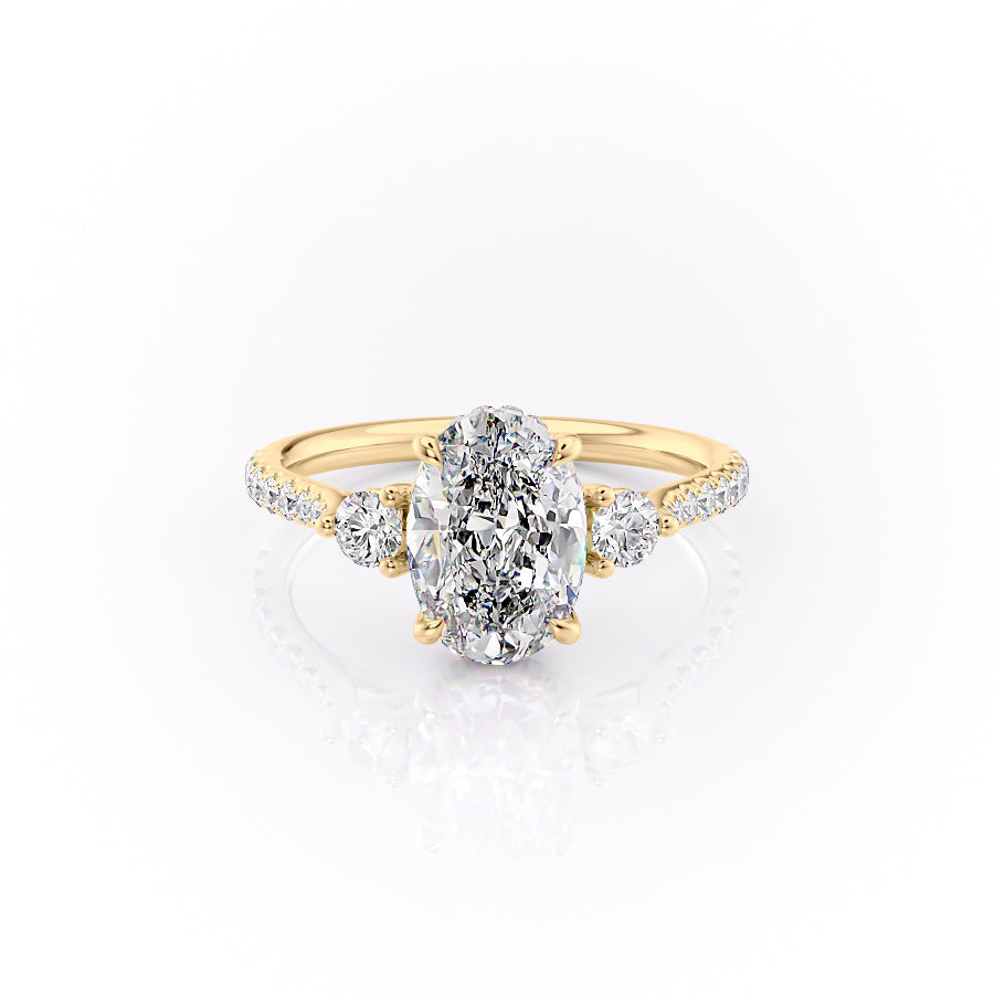 The Pave Lia Set With A 3 Carat Oval Lab Diamond
