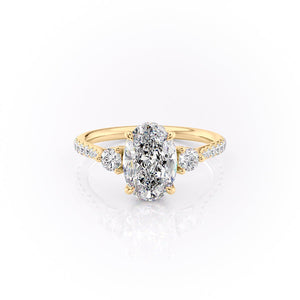 The Pave Lia Set With A 3 Carat Oval Moissanite