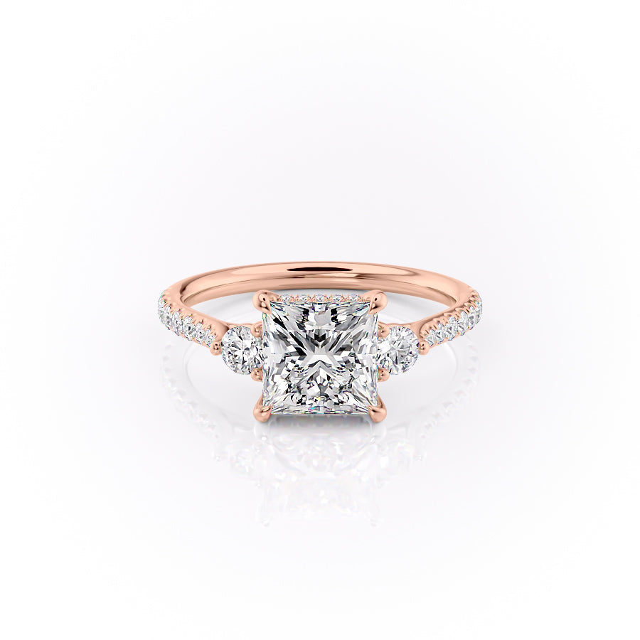 The Pave Lia Set With A 1 Carat Princess Lab Diamond