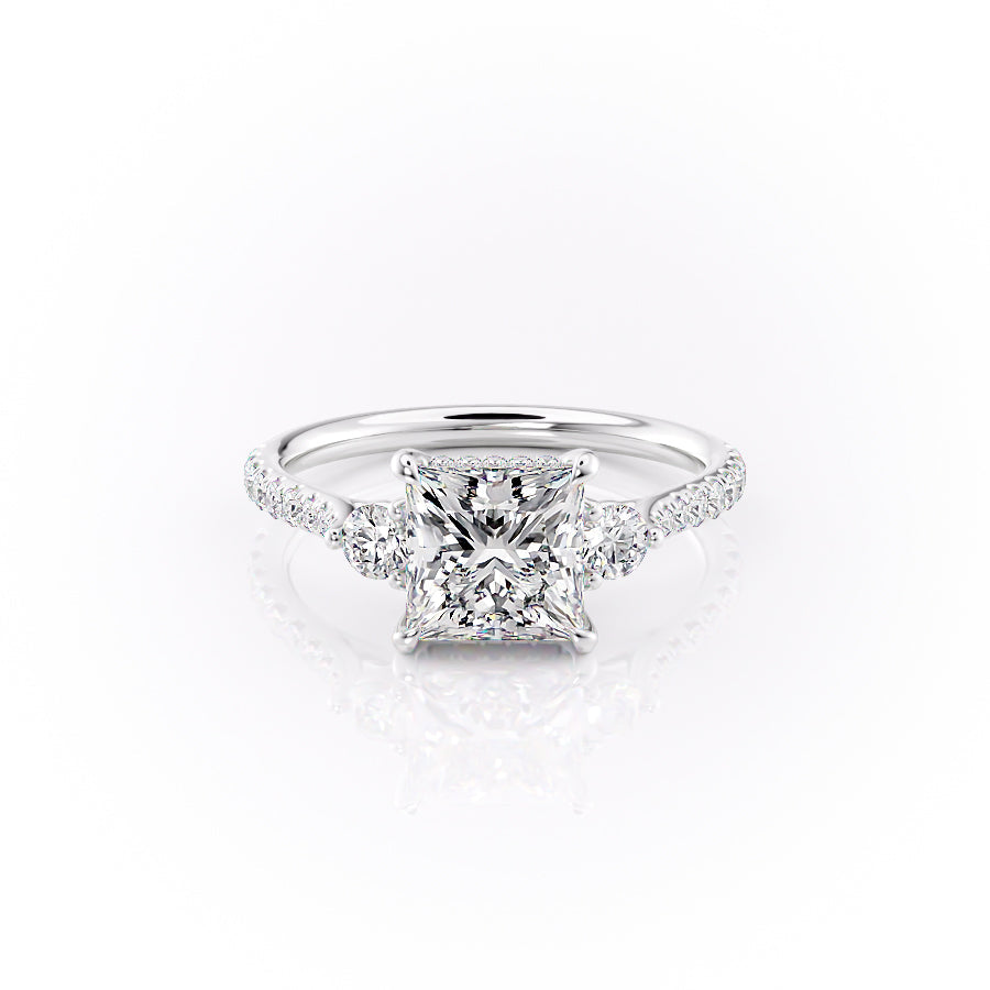 The Pave Lia Set With A 1 Carat Princess Moissanite