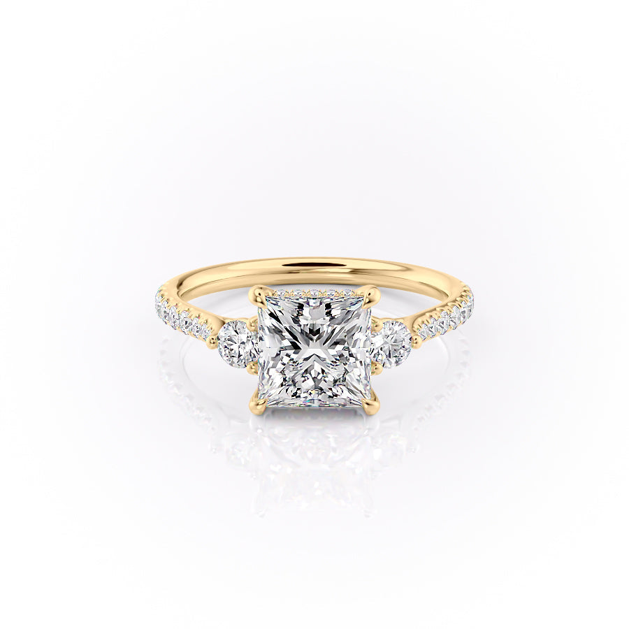 The Pave Lia Set With A 3.5 Carat Princess Moissanite