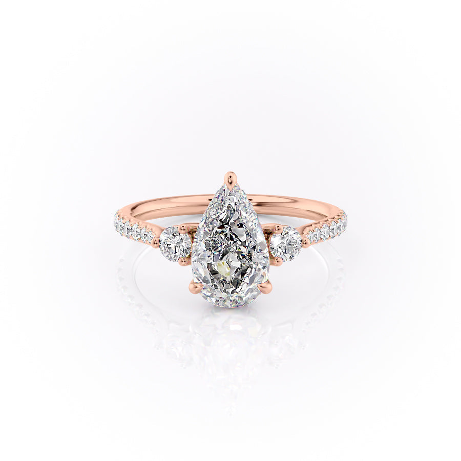 The Pave Lia Set With A 1.5 Carat Pear Lab Diamond
