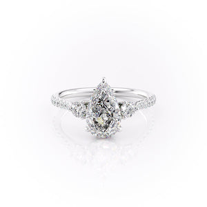 The Pave Lia Set With A 1.5 Carat Pear Lab Diamond