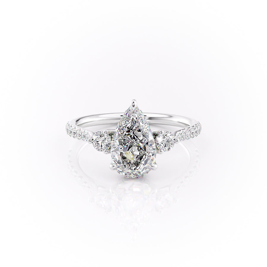 The Pave Lia Set With A 2.5 Carat Pear Moissanite