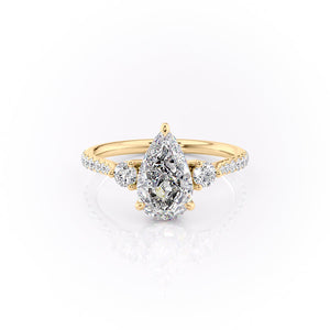 The Pave Lia Set With A 1 Carat Pear Lab Diamond