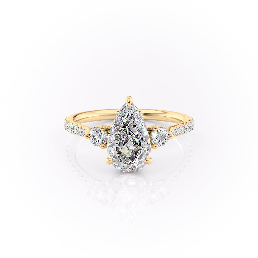 The Pave Lia Set With A 1 Carat Pear Moissanite