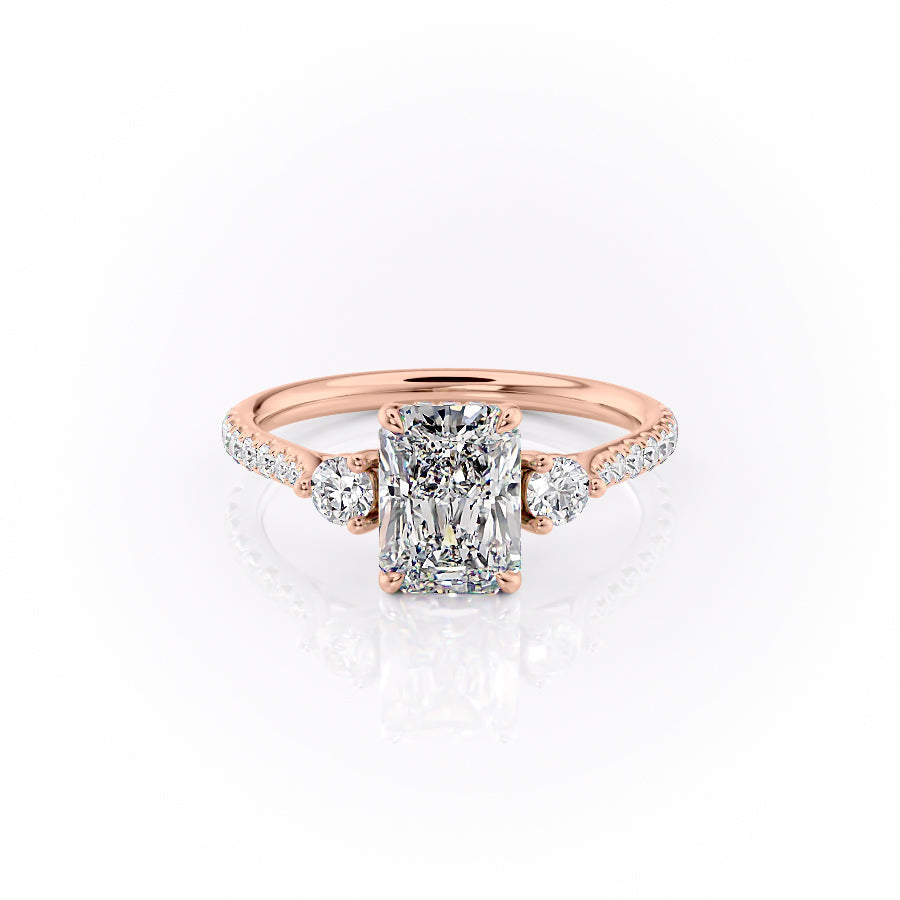 The Pave Lia Set With A 3.5 Carat Radiant Moissanite