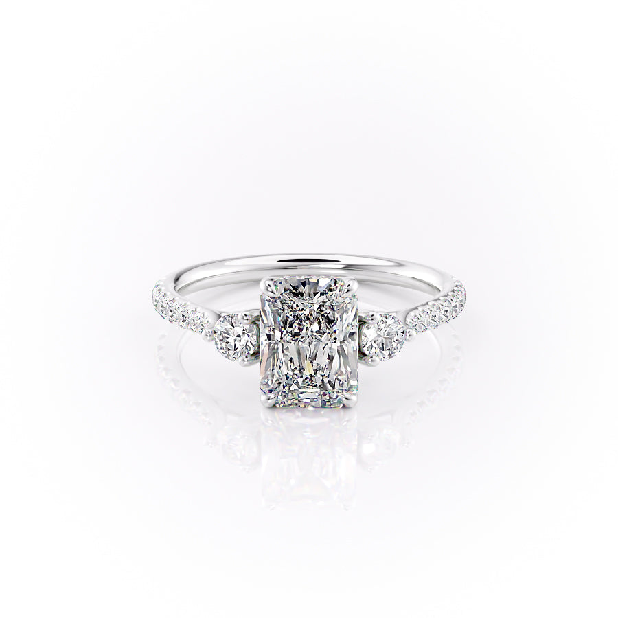 The Pave Lia Set With A 3.5 Carat Radiant Moissanite