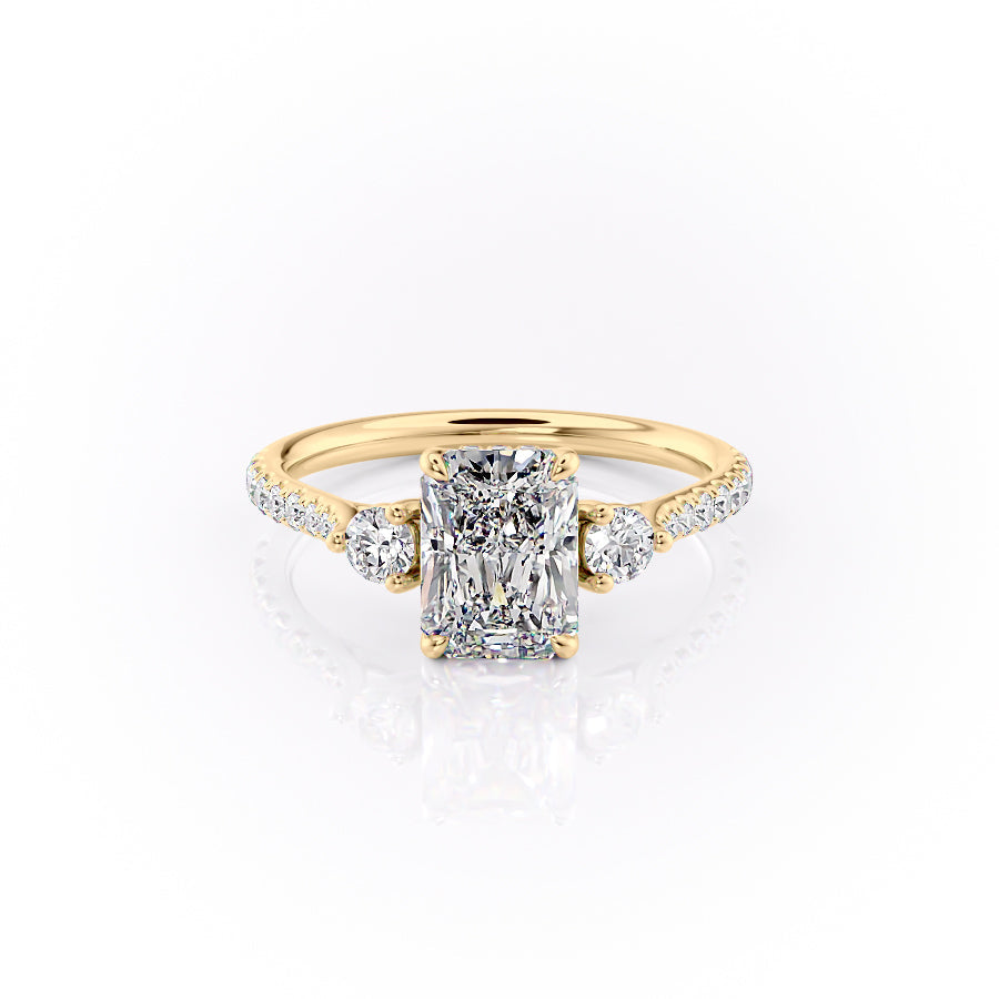 The Pave Lia Set With A 1.5 Carat Radiant Moissanite