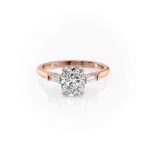 The Liv Set With A 4.5 Carat Elongated Cushion Moissanite