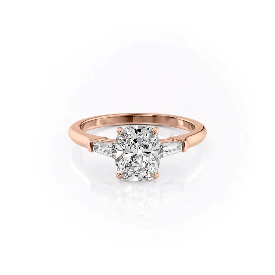 The Liv Set With A 2.5 Carat Elongated Cushion Moissanite