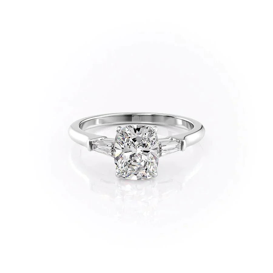 The Liv Set With A 3.5 Carat Elongated Cushion Moissanite