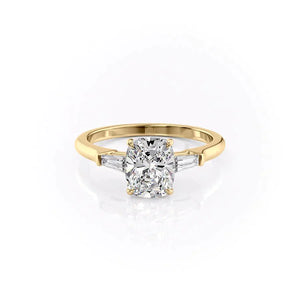 The Liv Set With A 2.5 Carat Elongated Cushion Moissanite