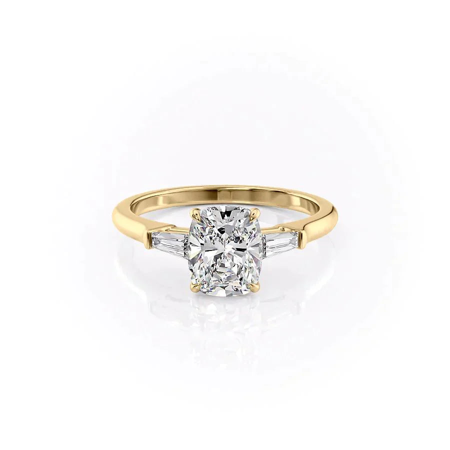 The Liv Set With A 1.5 Carat Elongated Cushion Moissanite