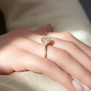 The Liv Set With A 2.5 Carat Elongated Cushion Moissanite