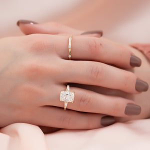 The Liv Set With A 2.5 Carat Elongated Cushion Moissanite